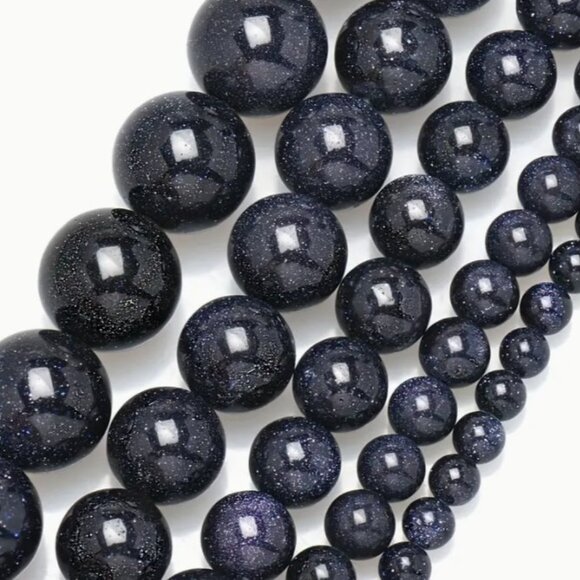 Blue Goldstone Bead Strand  15" Strand - Picture 2 of 2